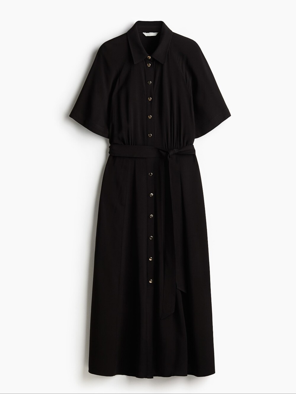 H&M Black Button-Front Midi Shirt Dress